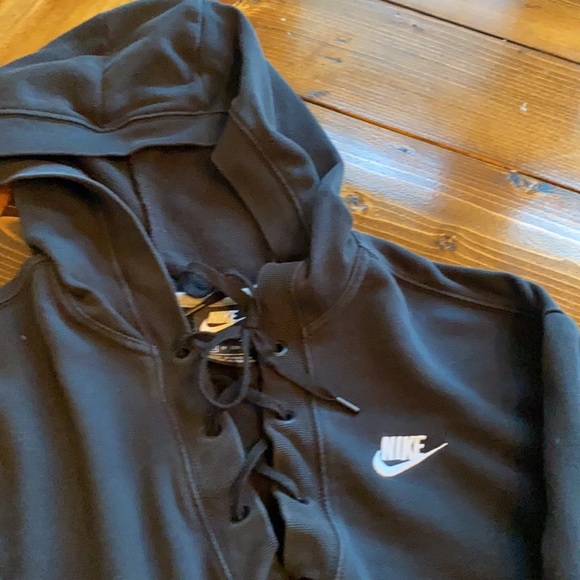 Gently Used Ladies Half Lace-Up Black Nike Hoodie - Picture 2 of 5
